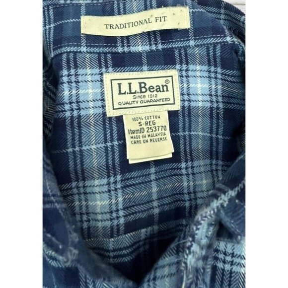 LL Bean Mens Size Small Traditional Fit Blue Plaid Button Up Long Sleeve Shirt‎ - Picture 5 of 8